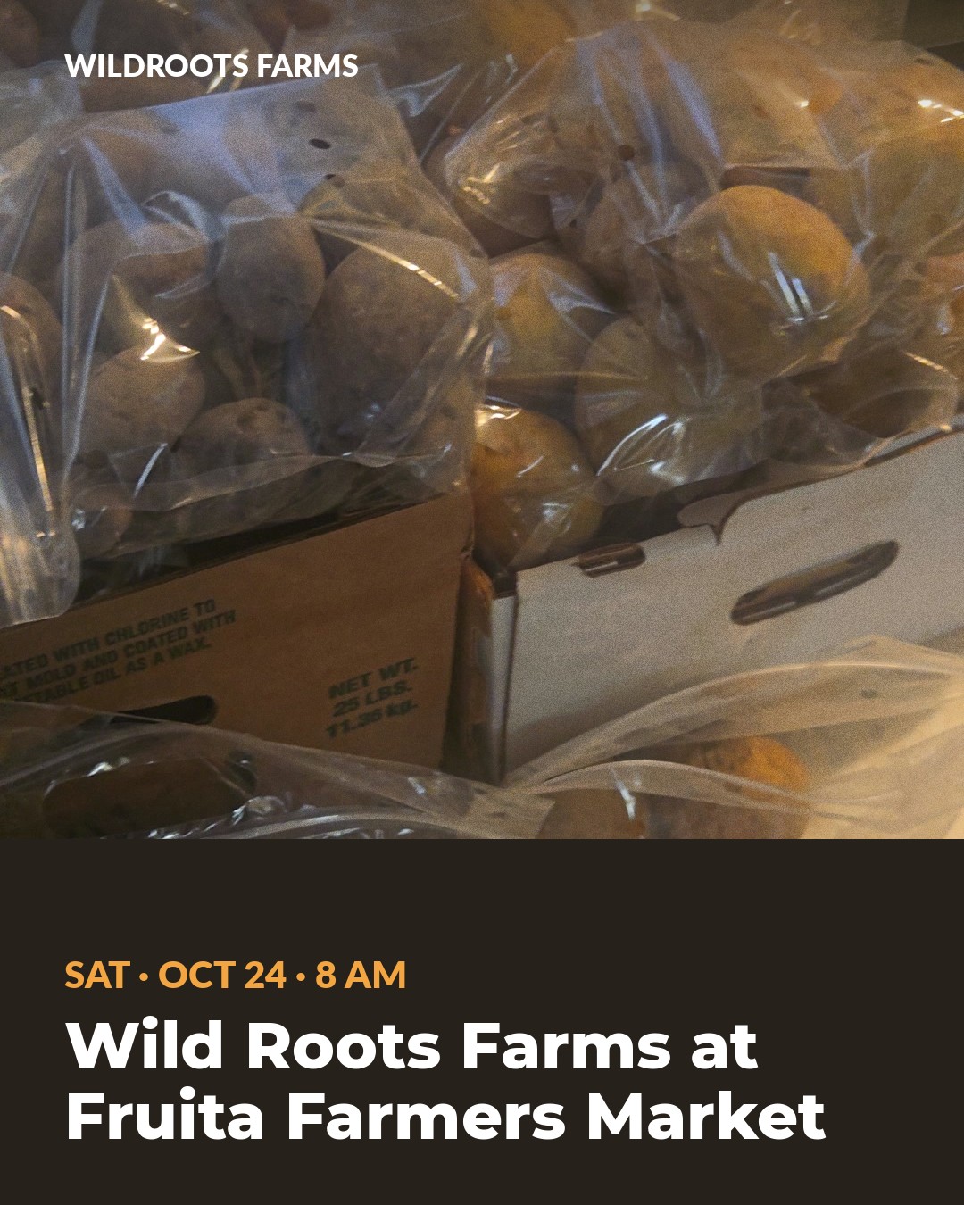 Poster: Wild Roots Farms at Fruita Farmers Market, Sat, Oct 24 · 8 AM